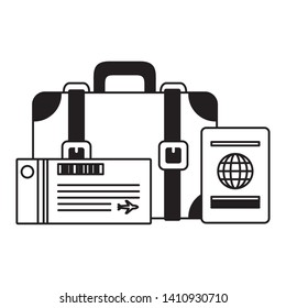 vacations suitcase ticket and passport vector illustration