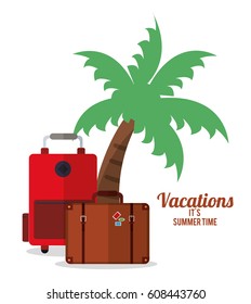 vacations summer time - palm suitcase bagagge