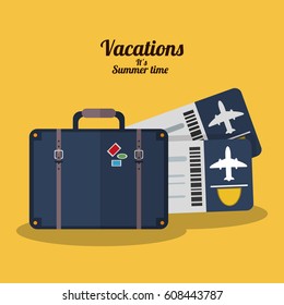 vacations summer time - suitcase tickets airline