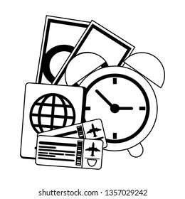 Vacations and travel concept in black and white