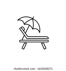vacations, umbrella, sun, beach, summer line icon on white background