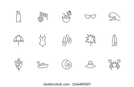 Vacation,Travel, Holiday, Summer Tourism line icons set. Infographic symbols. Editable Stroke . Pixel perfect vector illustration