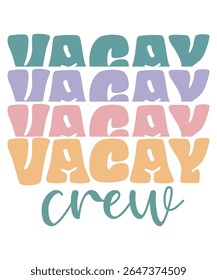 Vacay crew Retro Summer Bundle Groovy, Beach wavy, Trendy groovy, Funny Beach Quotes hippie, Summer Cut Files, Groovy aesthetic 70s, wavy files for CRICUT
