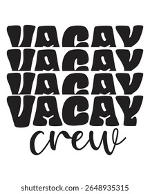 Vacay crew Retro Summer Bundle Groovy, Beach wavy, Trendy groovy, Funny Beach Quotes hippie, Summer Cut Files, Groovy aesthetic 70s, wavy files for CRICUT