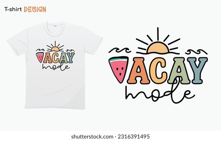 "Modo Vacay" Cita divertida de verano. Verano retro vibra verano en verano. me encanta el verano. Para pegatinas, camisetas, tazas, etc. Eps 10. 