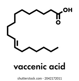 Vaccenic Acid Molecule. Trans Fatty Acid, Present In Animal Fat And Milk. Skeletal Formula.