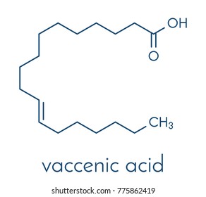 Vaccenic Acid Molecule. Trans Fatty Acid, Present In Animal Fat And Milk. Skeletal Formula.