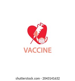 Vaccin injection in love logo design vector illustration health sign