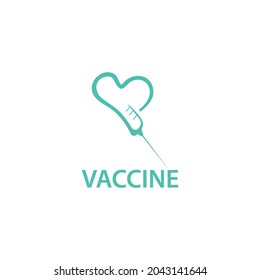 Vaccin injection in love logo design vector illustration health sign