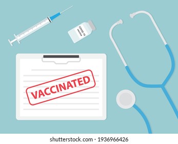 vacunado contra el concepto covid- ilustración vectorial