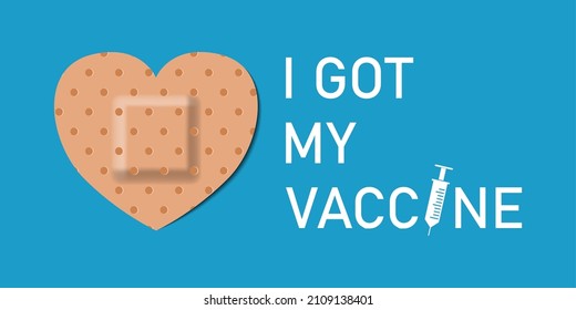 Vaccinated bandages icon with quote - I got my vaccine, vector illustration