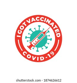 Vaccinated Coronavirus 2019-nCoV Bacteria Icon. Corona Vaccine Protection logo vector. Coronavirus outbreak Stop virus. Isolated vector icon of virus on blue background for poster, banner, flyer.