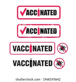 vaccinated Covid 19 stamp icon