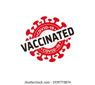 Vaccinated covid-19 red stamp, covid vaccination rubber stamp design.