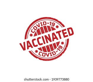 Vaccinated covid-19 red stamp, covid vaccination rubber stamp design.