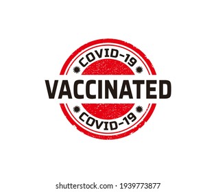 Vaccinated Covid-19 Stamp, Covid Vaccination Rubber Stamp Design.