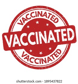 Vaccinated grunge rubber stamp on a white background, vector illustration