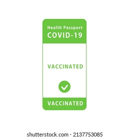 vaccinated person using digital health passport app in mobile phone. Vector illustration 
