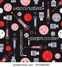 Vaccinated Repeat pattern on black with syringe