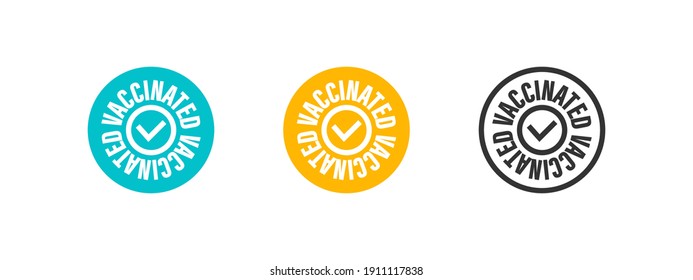 Vaccinated. Stamp sign concept. Vaccine confirmation. I got vaccinated. Flat vector logo. Vector illustration