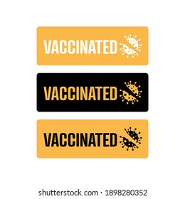 Vaccinated Stamps. Covid-19 vaccine. Flat vector logo.