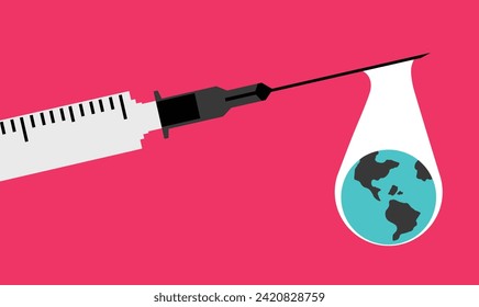 Vacunación de la pandemia global de la población con la ilustración de enfermedades infecciosas