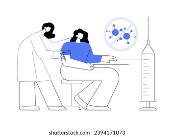Vaccination abstract concept vector illustration. Doctor giving Covid19 vaccination injection to patient, medicine industry, pharmacology sector, coronavirus pandemic abstract metaphor.
