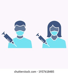 Vaccination adult glyph icon. Vector illustration isolated on white.