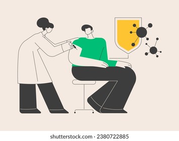 Vaccination of adults abstract concept vector illustration. Flu vaccination of adult, grown up immunization schedule, vaccine-preventable diseases list, general medical practice abstract metaphor.