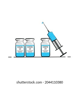 Vaccination against coronavirus infection concept. Revaccination. Third additional dose. Buster dose. Vector illustration.