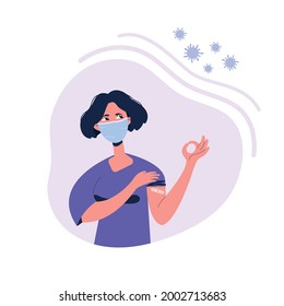 Vaccination against covid. Development of immunity against the virus. Flat illustration 