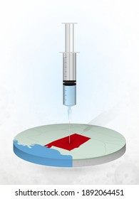 Vaccination of Alabama, injection of a syringe into a map of Alabama. Vector illustration of a syringe with vaccine and map.