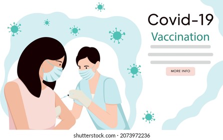 Vaccination banner. Template for webpages, posters, etc. Flat cartoon style