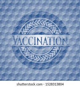 Vaccination blue polygonal emblem. Vector Illustration. Detailed.