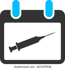 Impfkalender Symbol mit flachem Stil. Isolierte Vektorgrafik-Kalendersymbol auf weißem Hintergrund.
