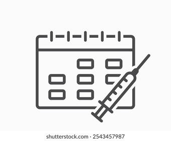 Vaccination calendar line icon. Medical schedule reminder. Health care isolated vector image in simple style