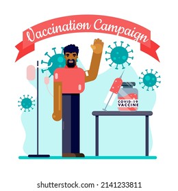 Vaccination Campaign healthcare corona virus covid-19 pandemic man hospital injection vaccine design vector
