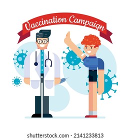 Vaccination Campaign healthcare corona virus covid hand medical shield injection vaccine vector design poster