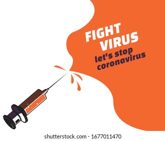 Vaccination Campaign.Immunization: Syringe With Vaccine For Immunization Campaign. Vector Image.