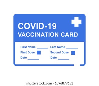 Vaccination card icon for COVID-19, Coronavirus disease. Blue vector illustration of vaccination document for COVID jab.