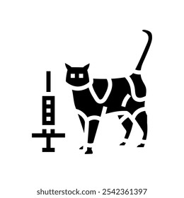 Icono de glifo de cría de gatos de vacunación. Vector de cría de gatos de vacunación. Ilustración de símbolo aislado