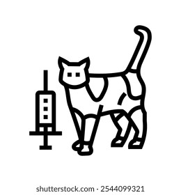 vaccination cat breeding line icon vector. vaccination cat breeding sign. isolated contour symbol black illustration