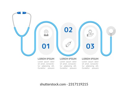 Vaccination centers infographic chart design template. Editable infochart with icons. Instructional graphics with 3 step sequence. Visual data presentation. Acumin Variable Concept font used