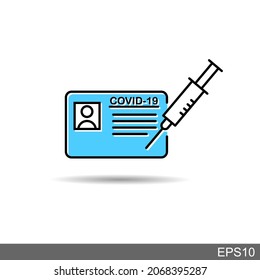 vaccination certificate against covid-19 ,vaccine passport icon, medical card or passport for travel in time pandemic, thin line symbol on white background - vector