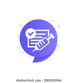 vaccination certificate or card icon