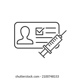 Vaccination certificate card line icon