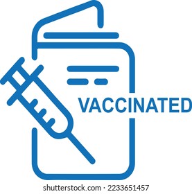 Vaccination certificate icon, health passport symbol blue vector