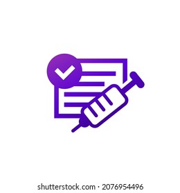 vaccination certificate icon on white