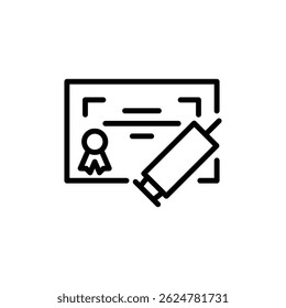 certificado de vacinação esboço ícone vetor design bom para web ou aplicativo móvel