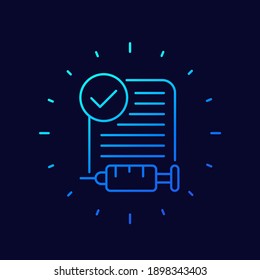 vaccination check icon, line vector